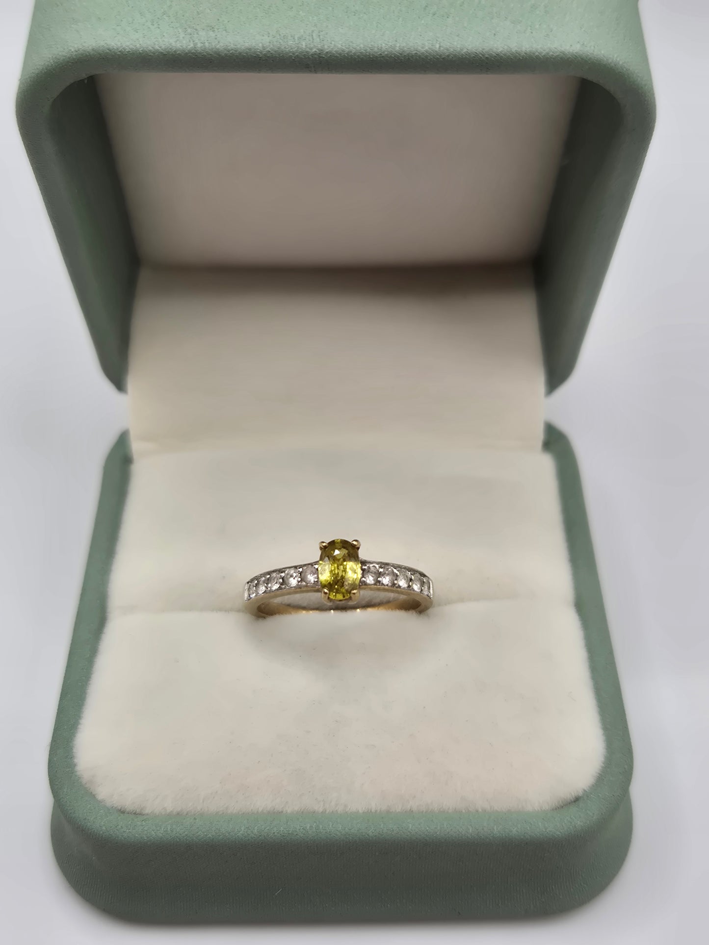 9ct gold citrine and zircon ring
