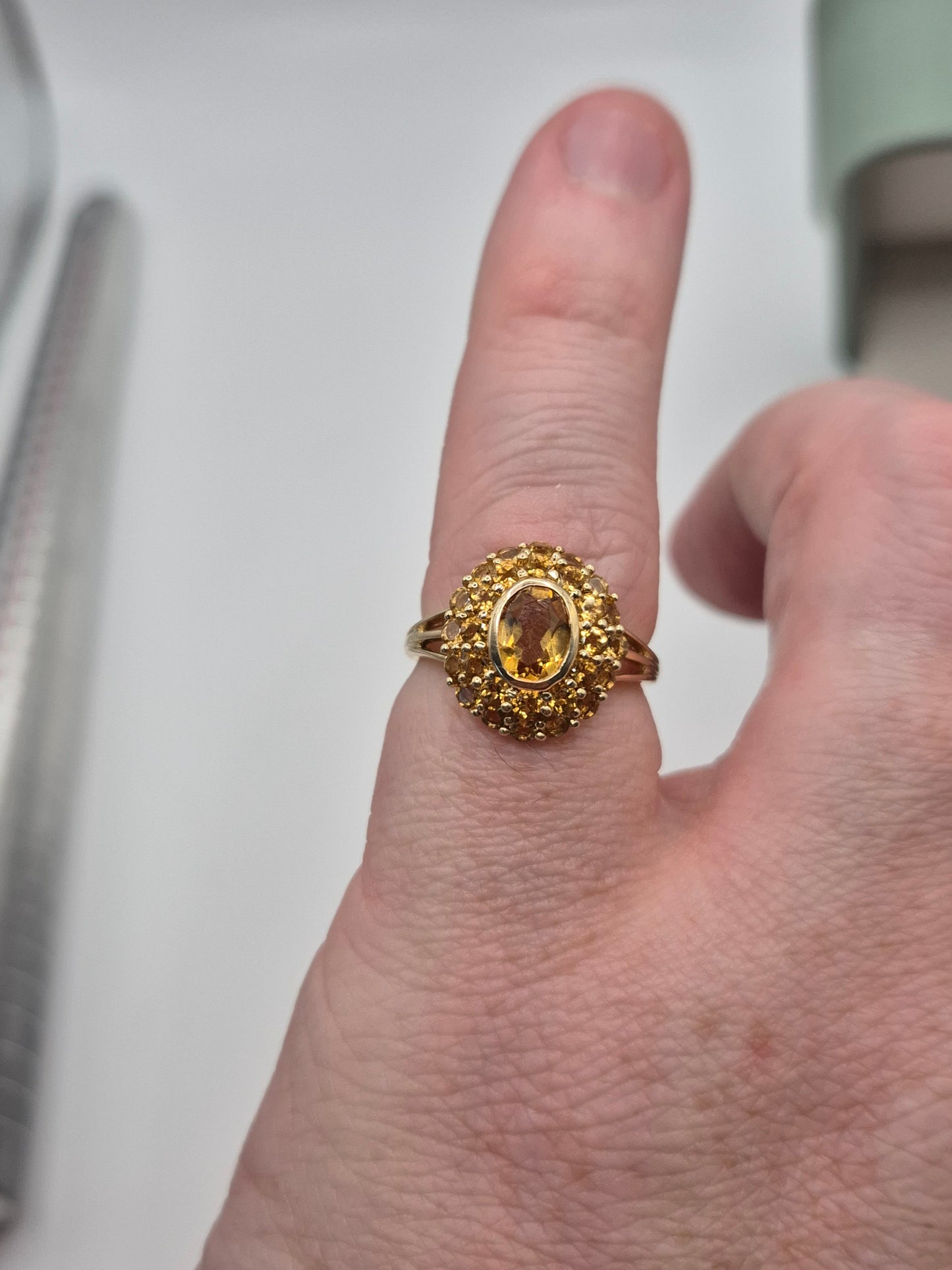 9ct gold citrine cluster ring