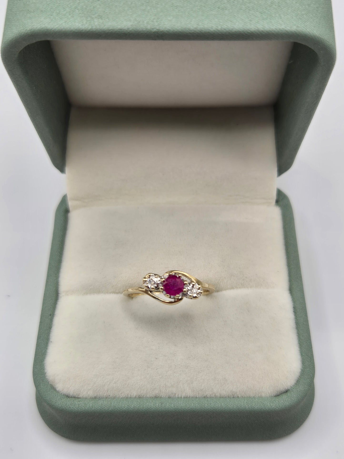 9ct gold ruby and diamond ring