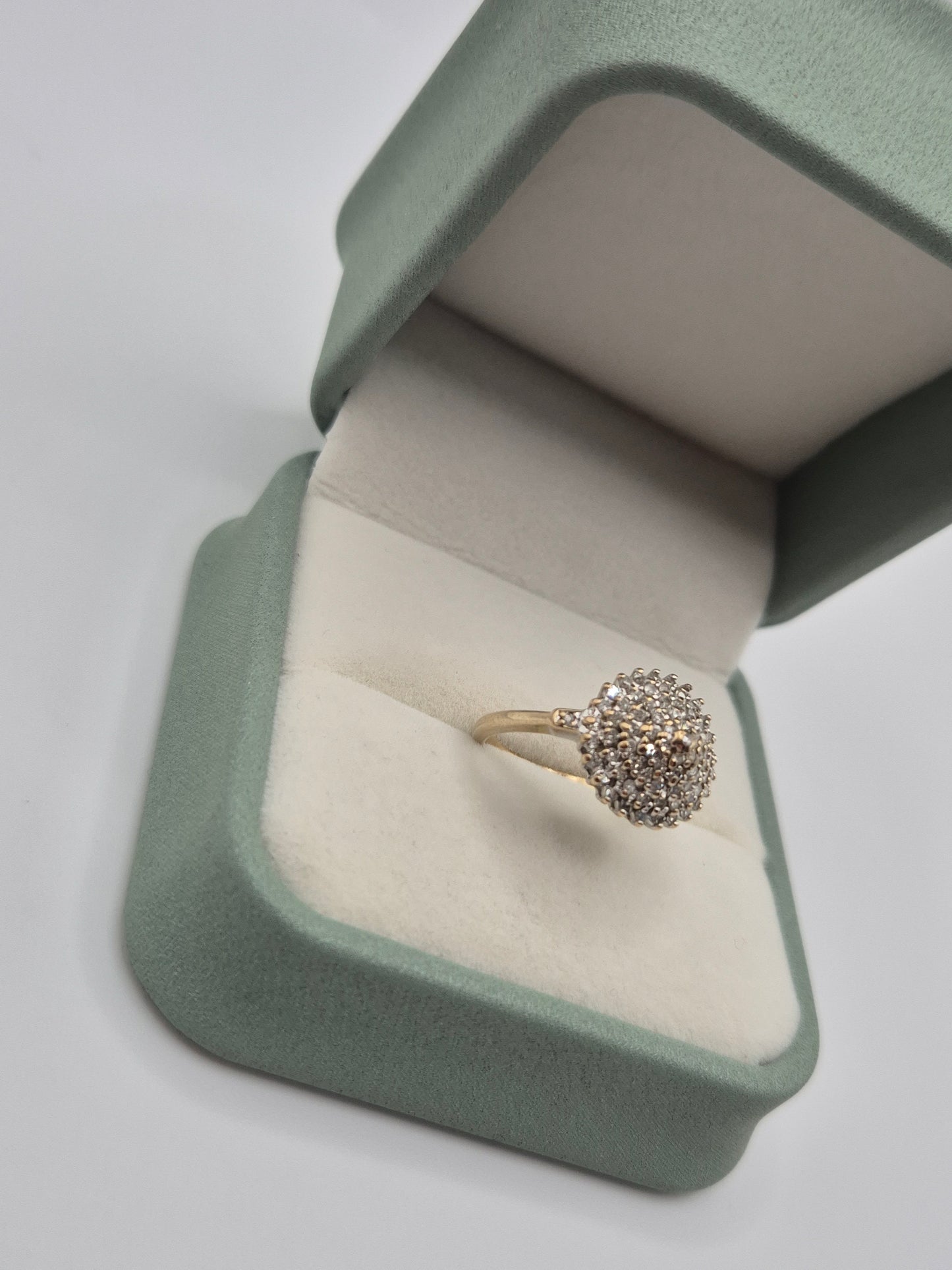 9ct gold 50 point diamond cluster ring