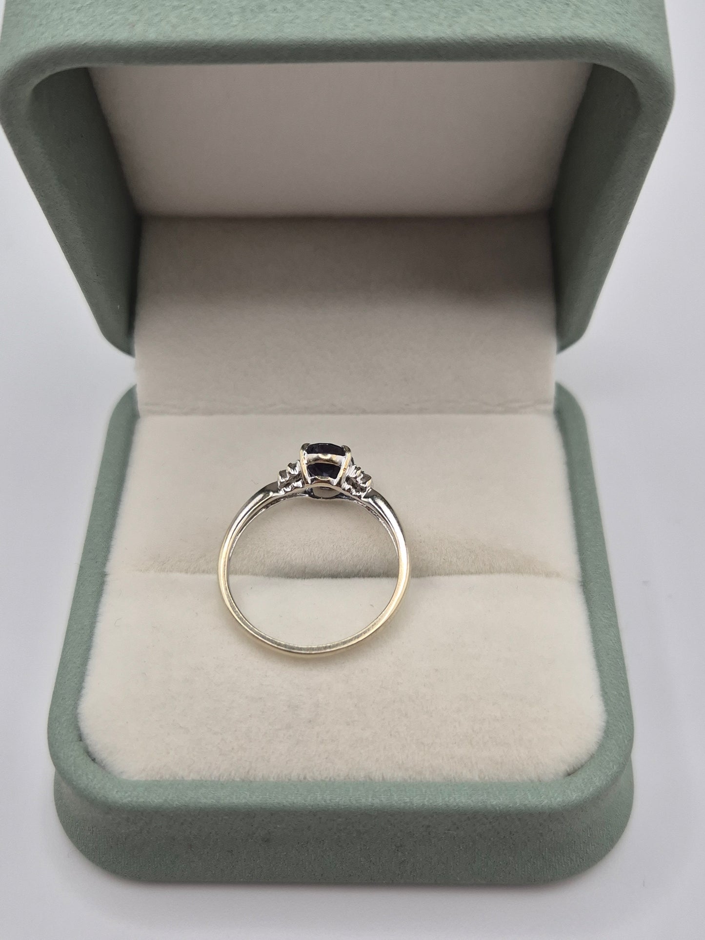 9ct white gold tanzanite and diamond ring