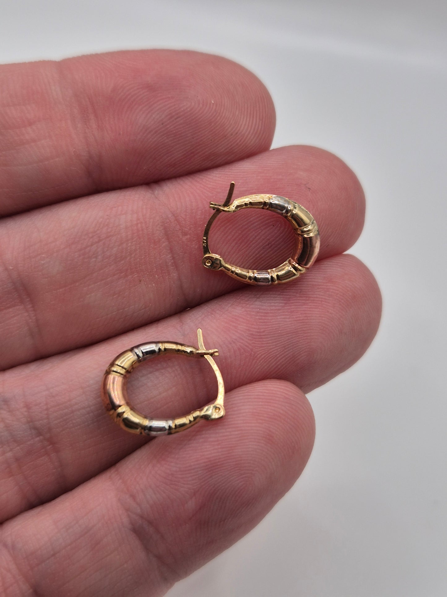 9ct tri gold creole earrings