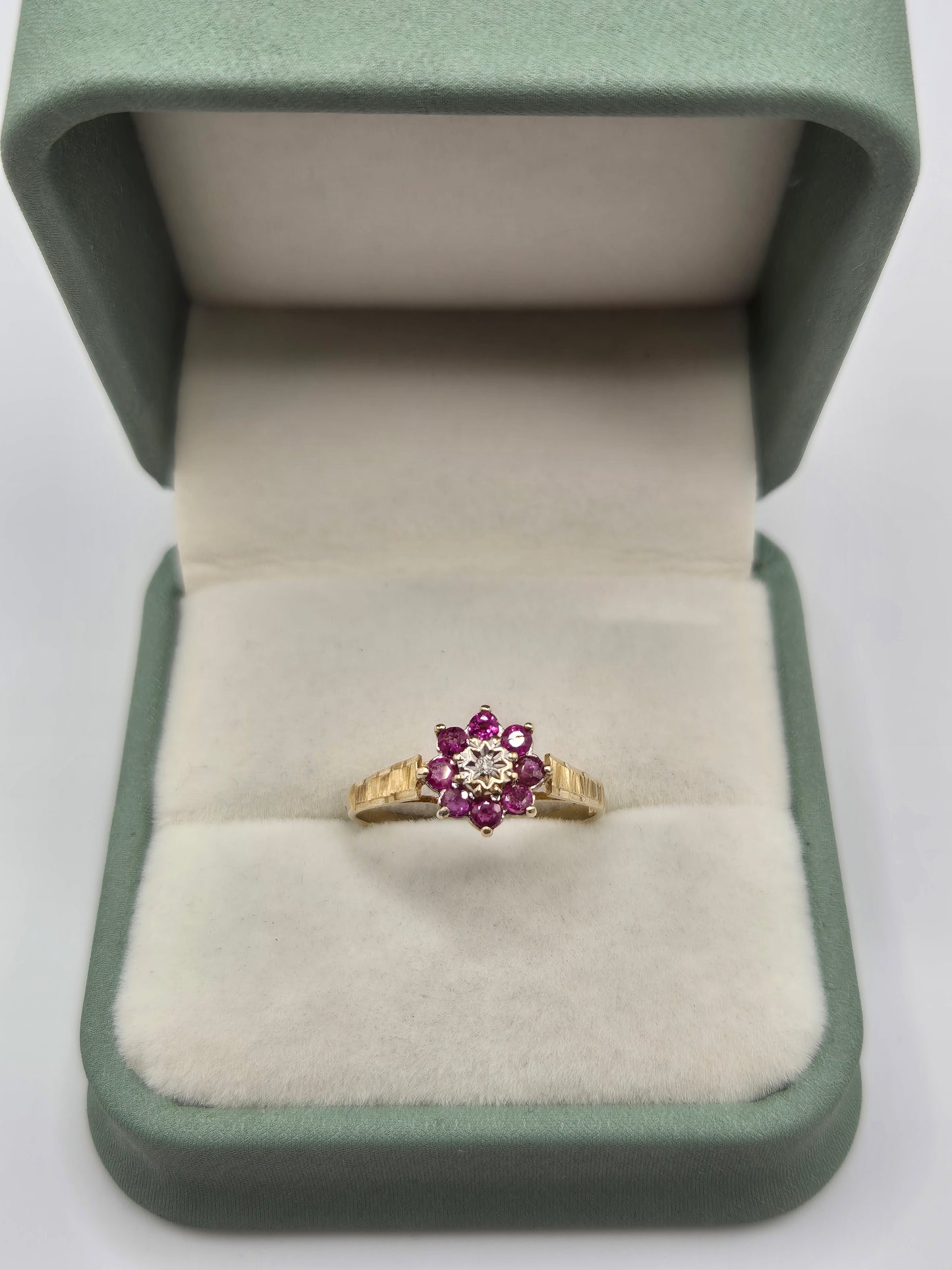 9ct gold ruby and diamond ring