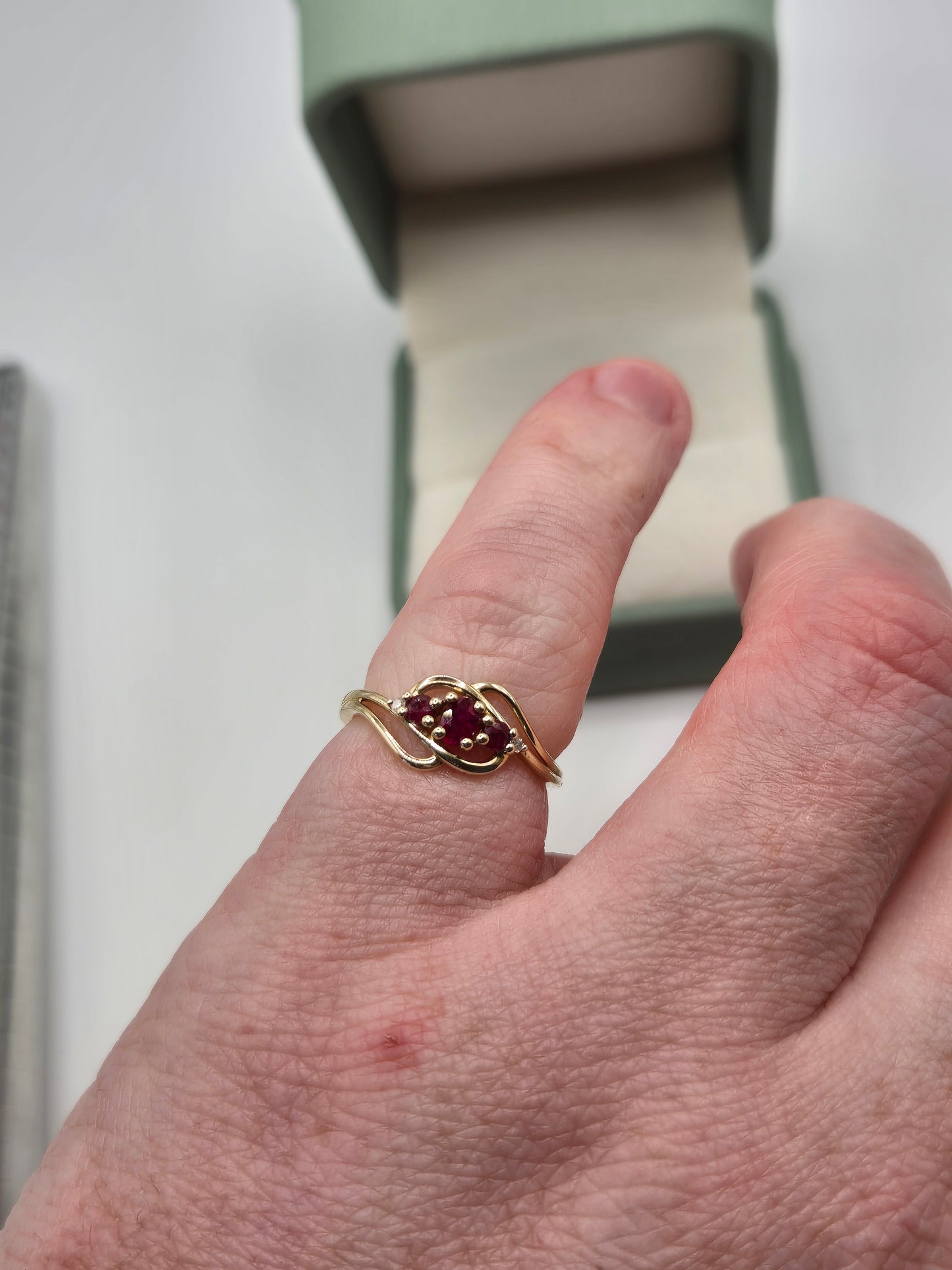 9ct gold ruby and diamond ring