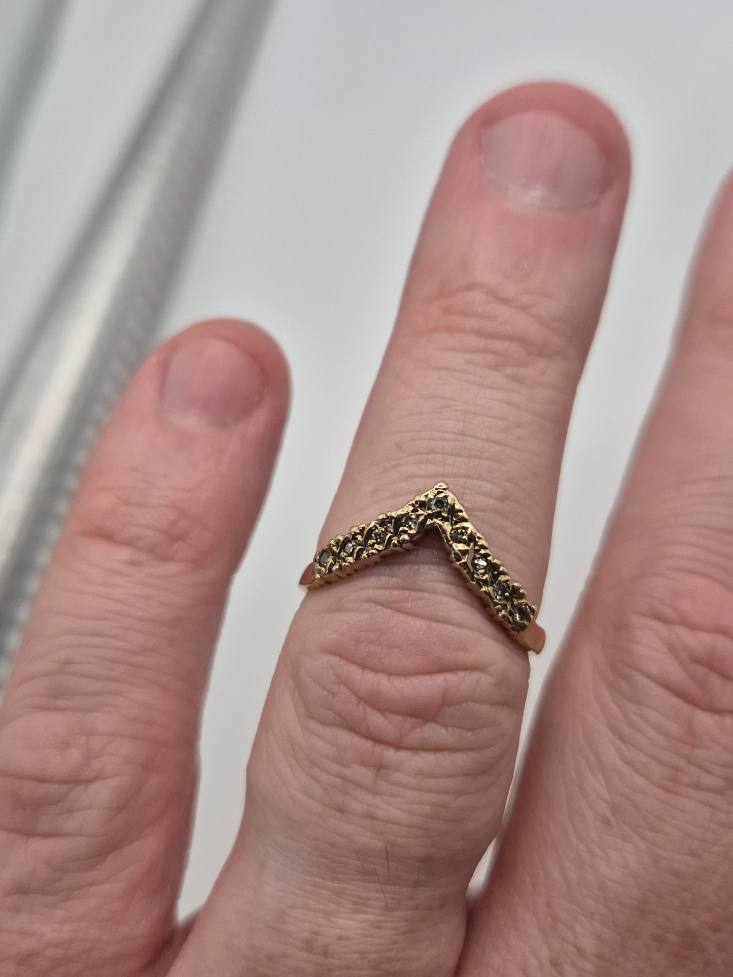 9ct gold diamond wishbone ring