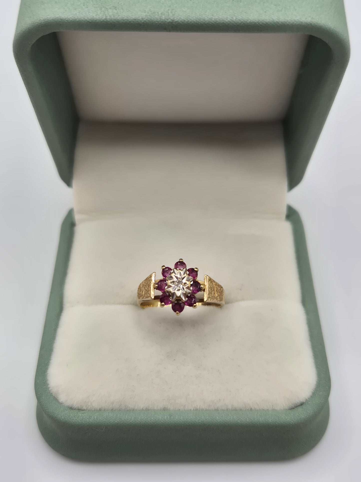 9ct gold ruby and diamond ring