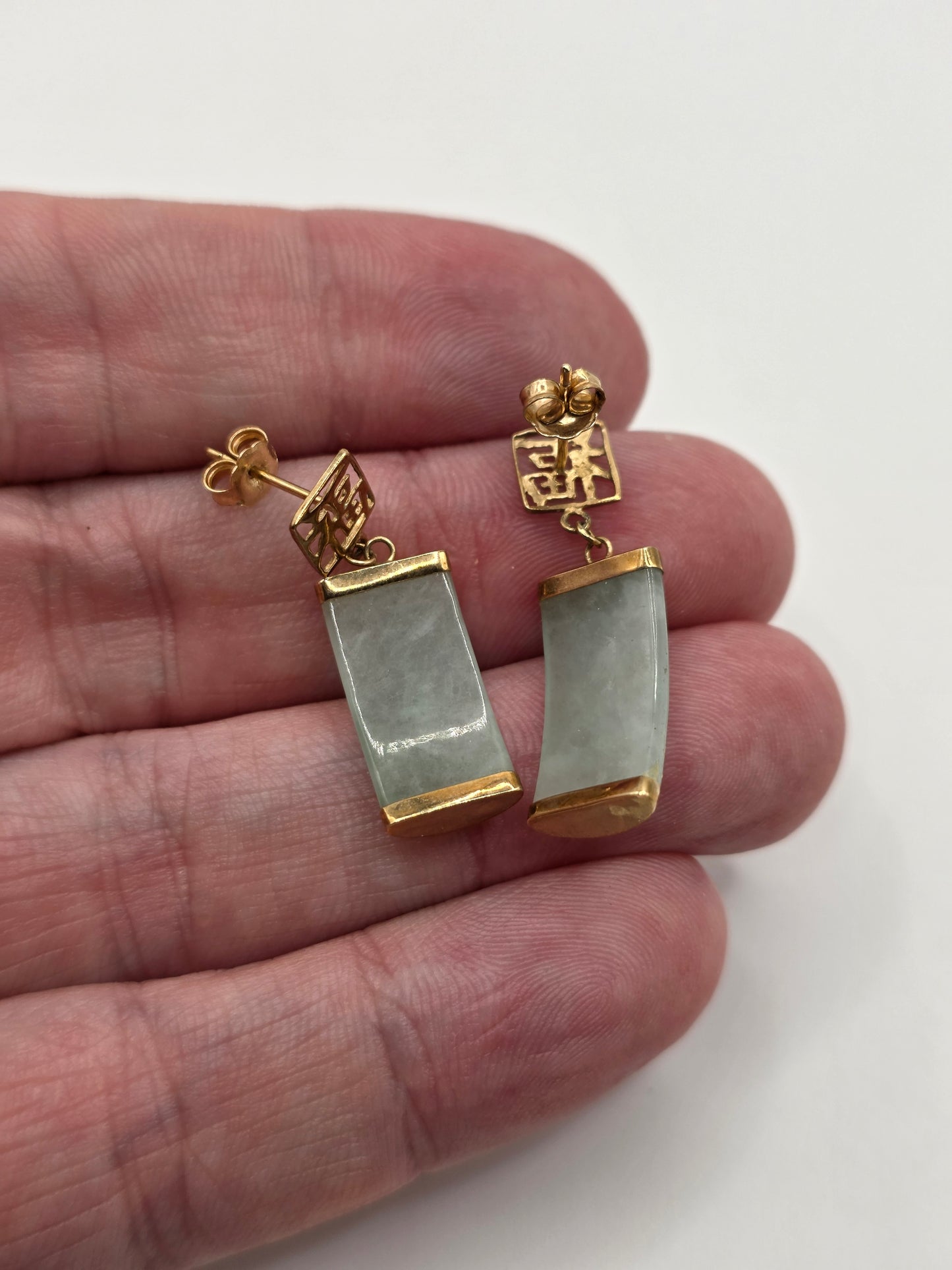 9ct gold jade earrings