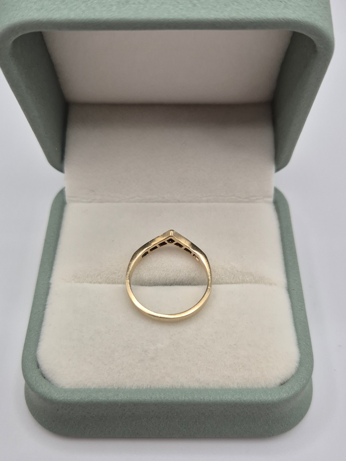 9ct gold ruby and diamond wishbone ring