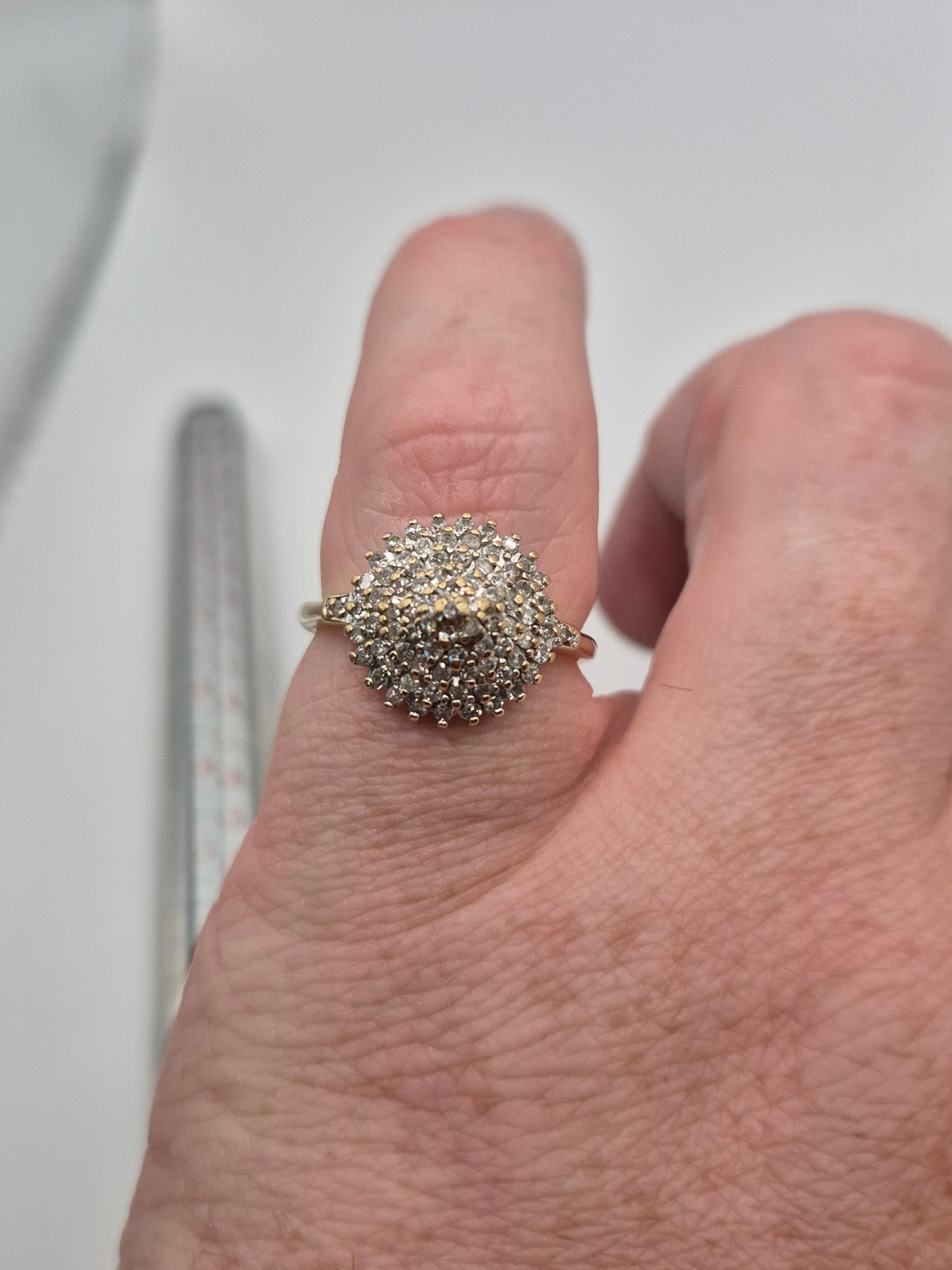 9ct gold 50 point diamond cluster ring