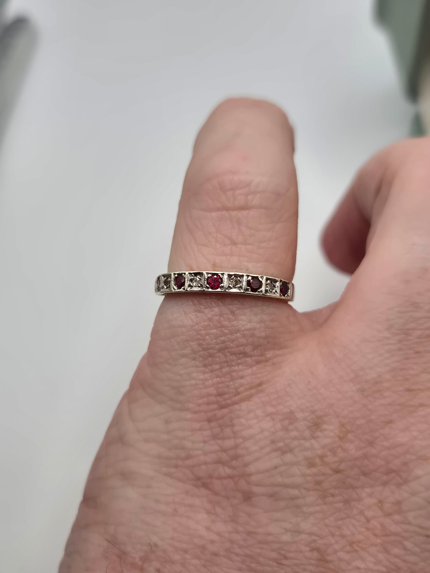 9ct white gold ruby and diamond ring