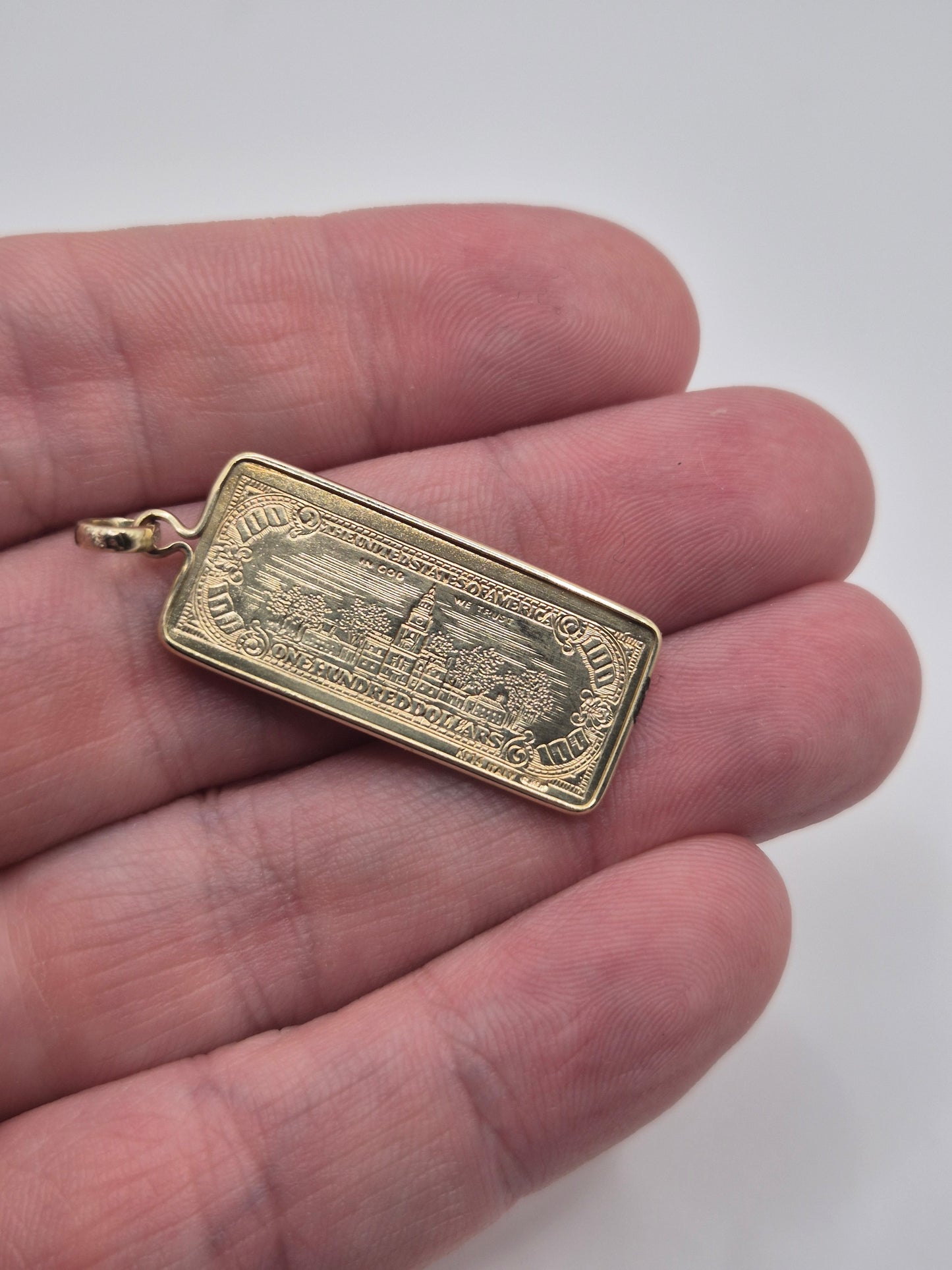 14ct gold $100 bill pendant