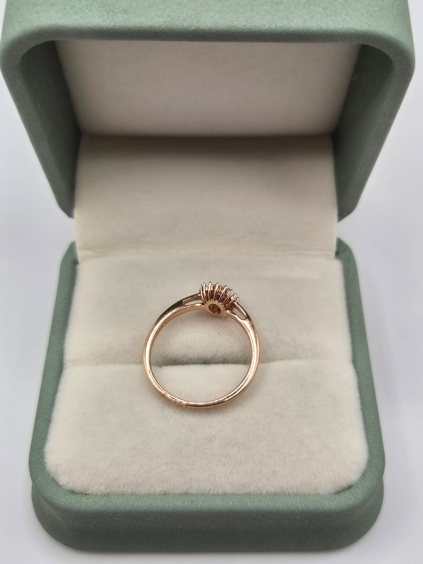 9ct rose gold amethyst and diamond ring