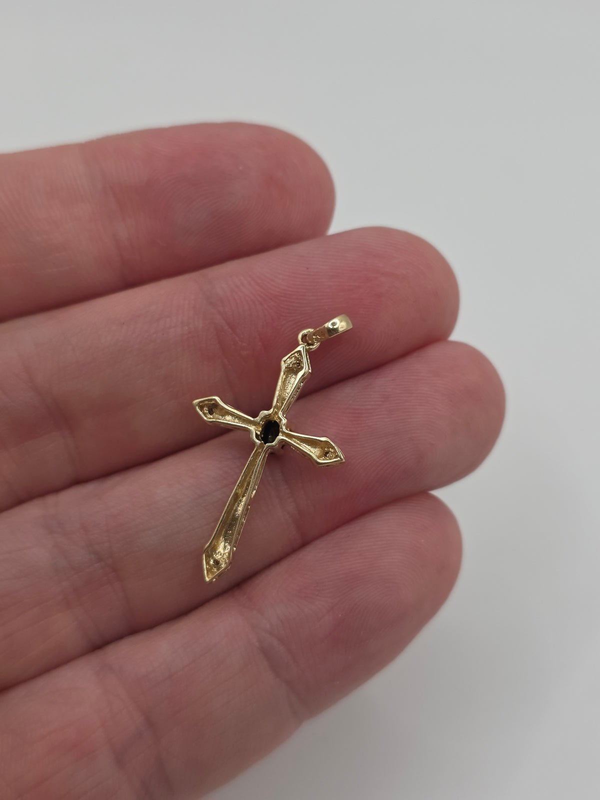 9ct gold sapphire and diamond cross pendant