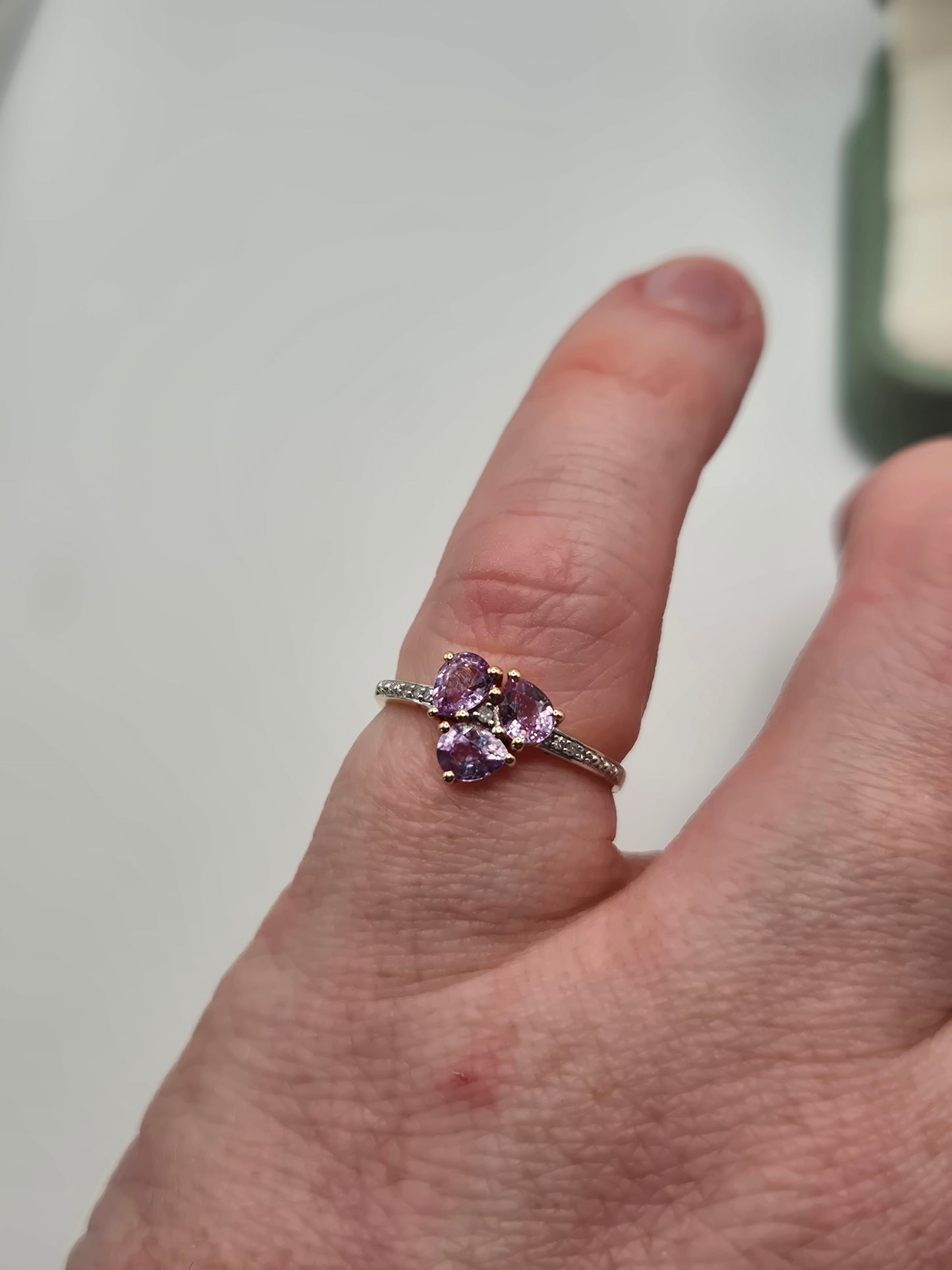 9ct rose gold amethyst and diamond ring