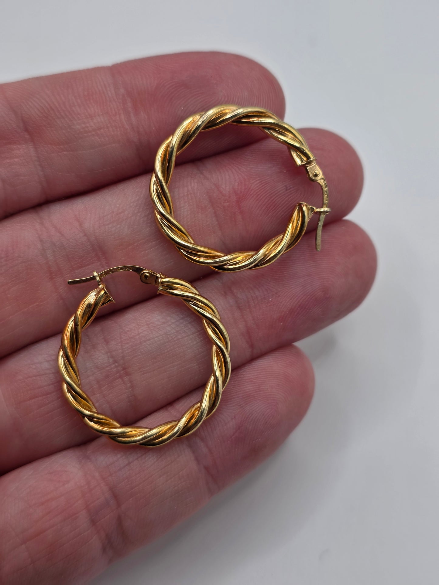 9ct gold twisted creole earrings