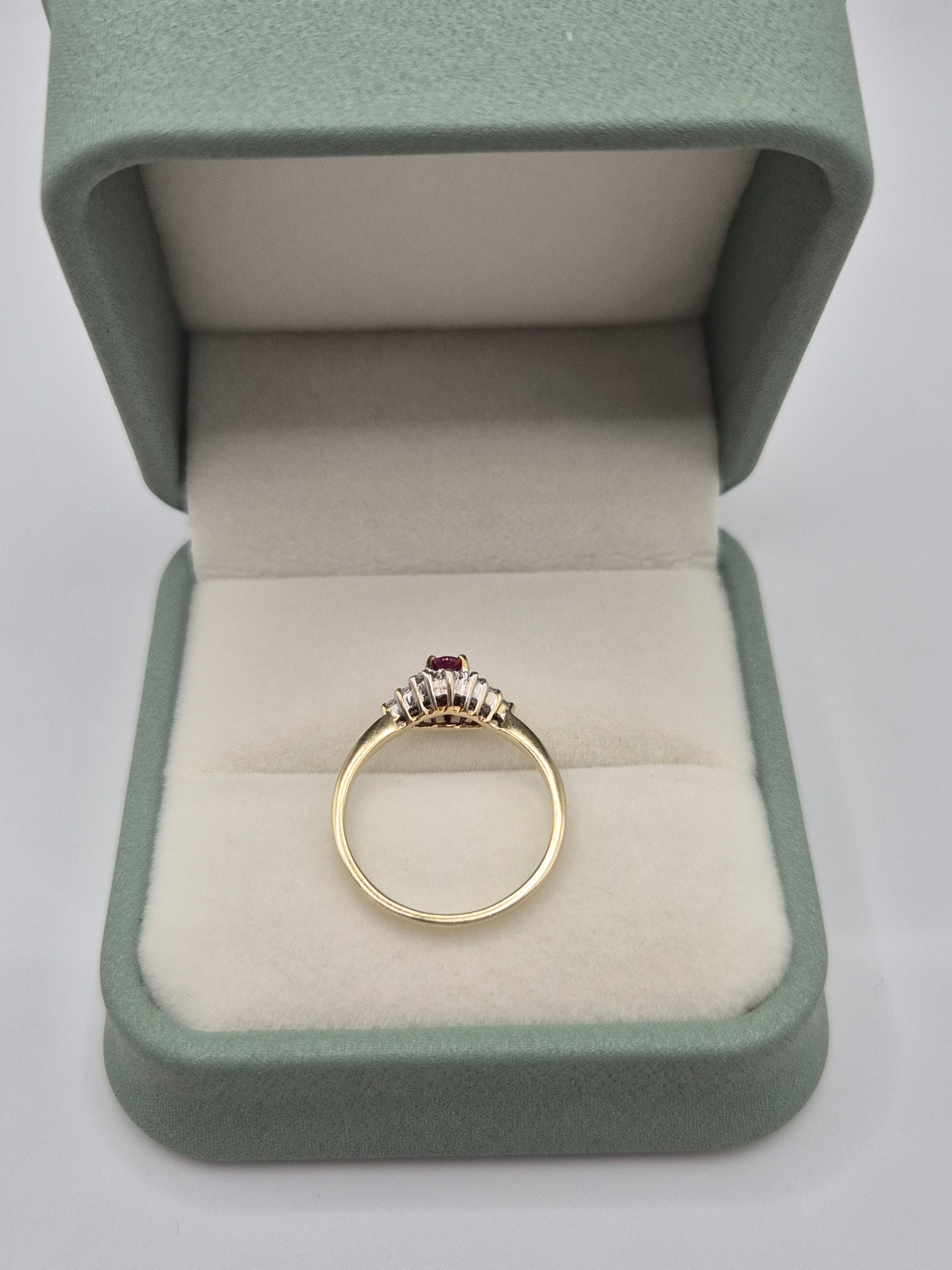9ct gold ruby and diamond ring