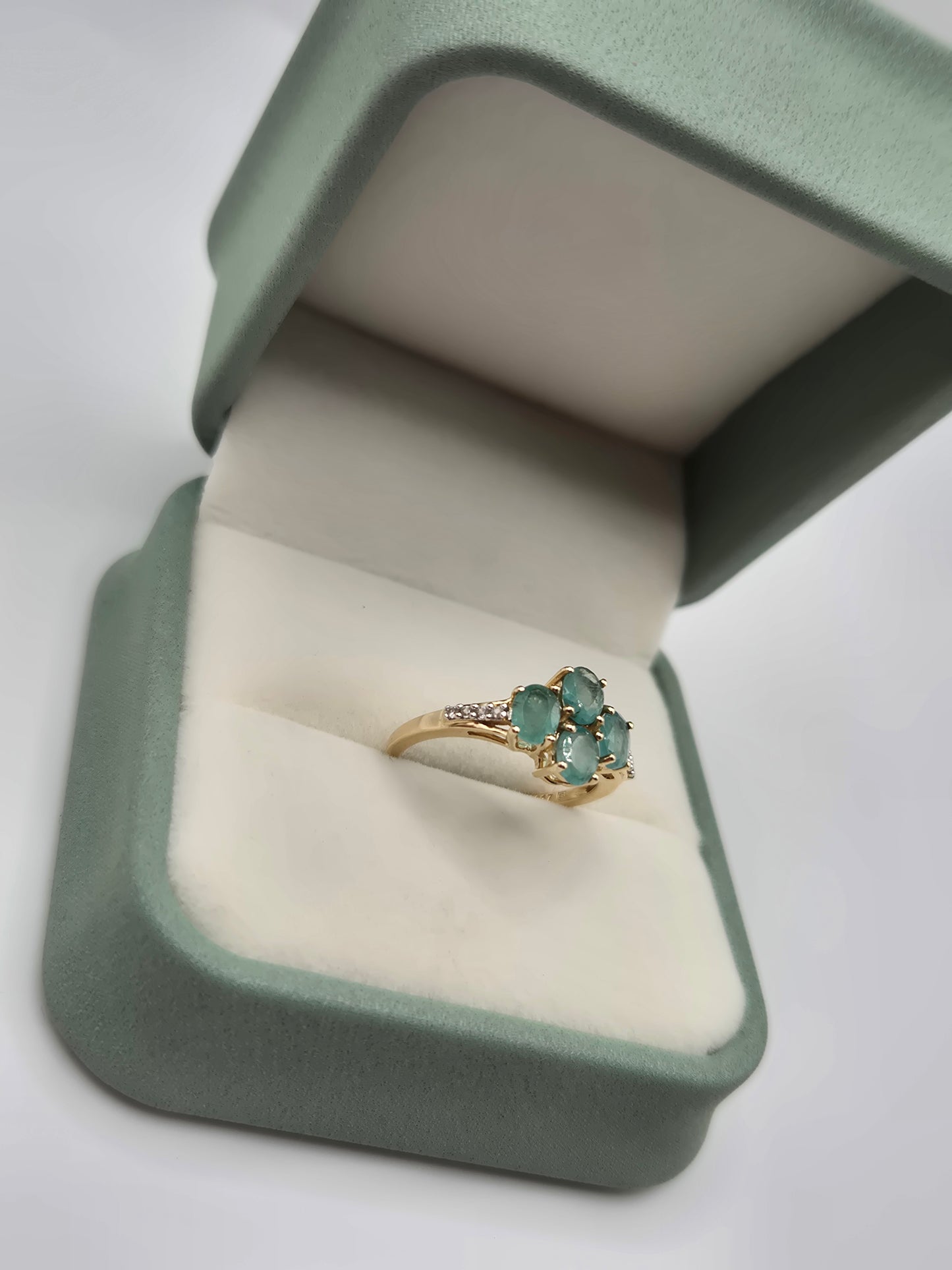 9ct gold grandidierite and diamond ring