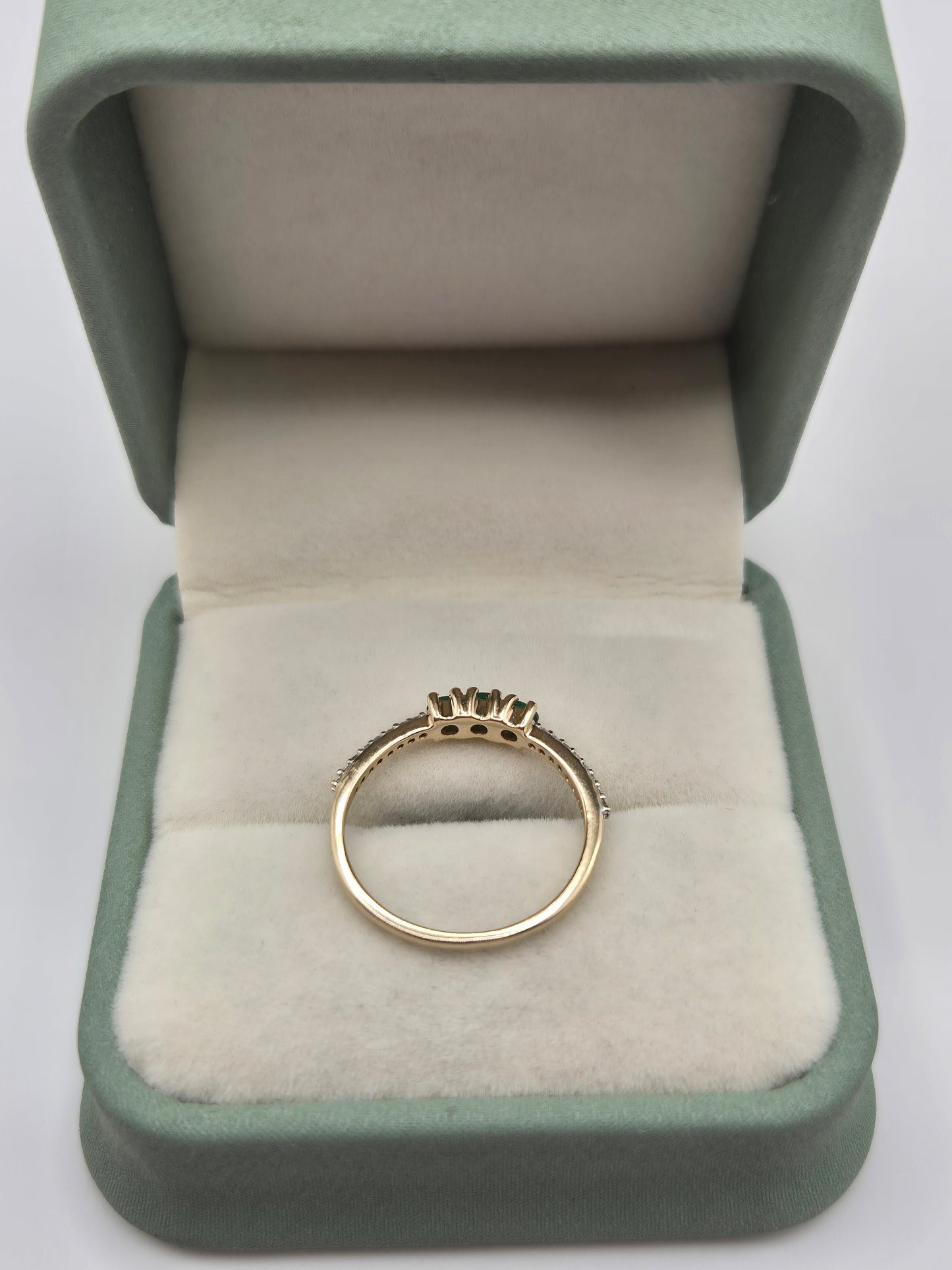 9ct gold emerald and zircon ring