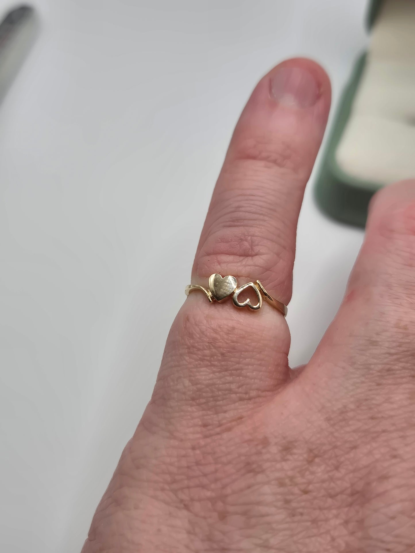 9ct gold double heart ring