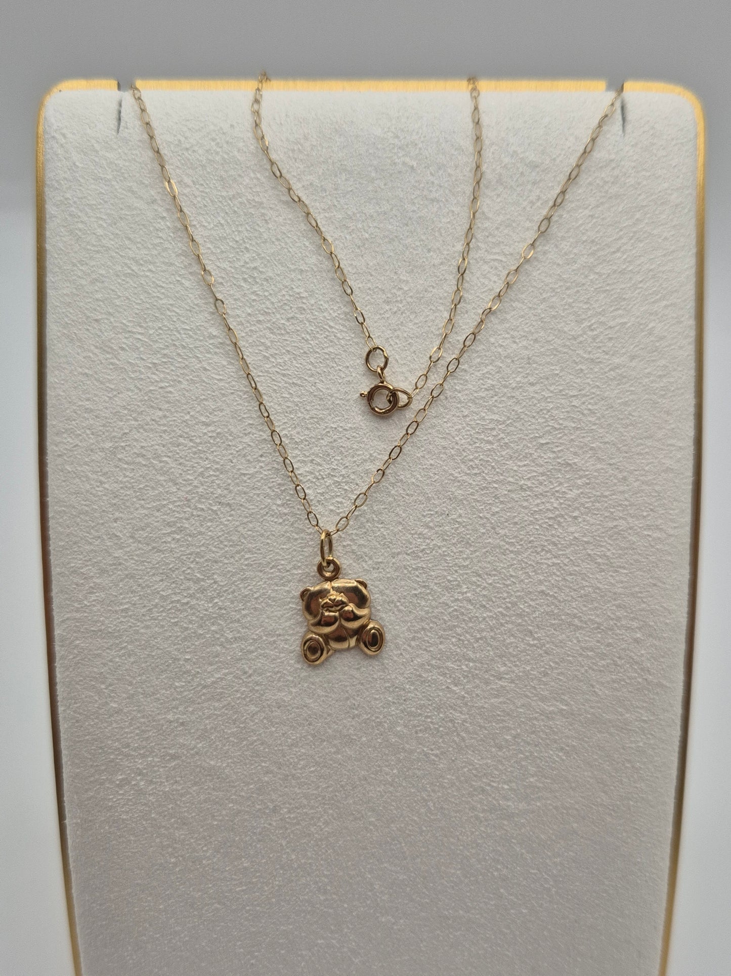 9ct gold "forever friends" bear necklace