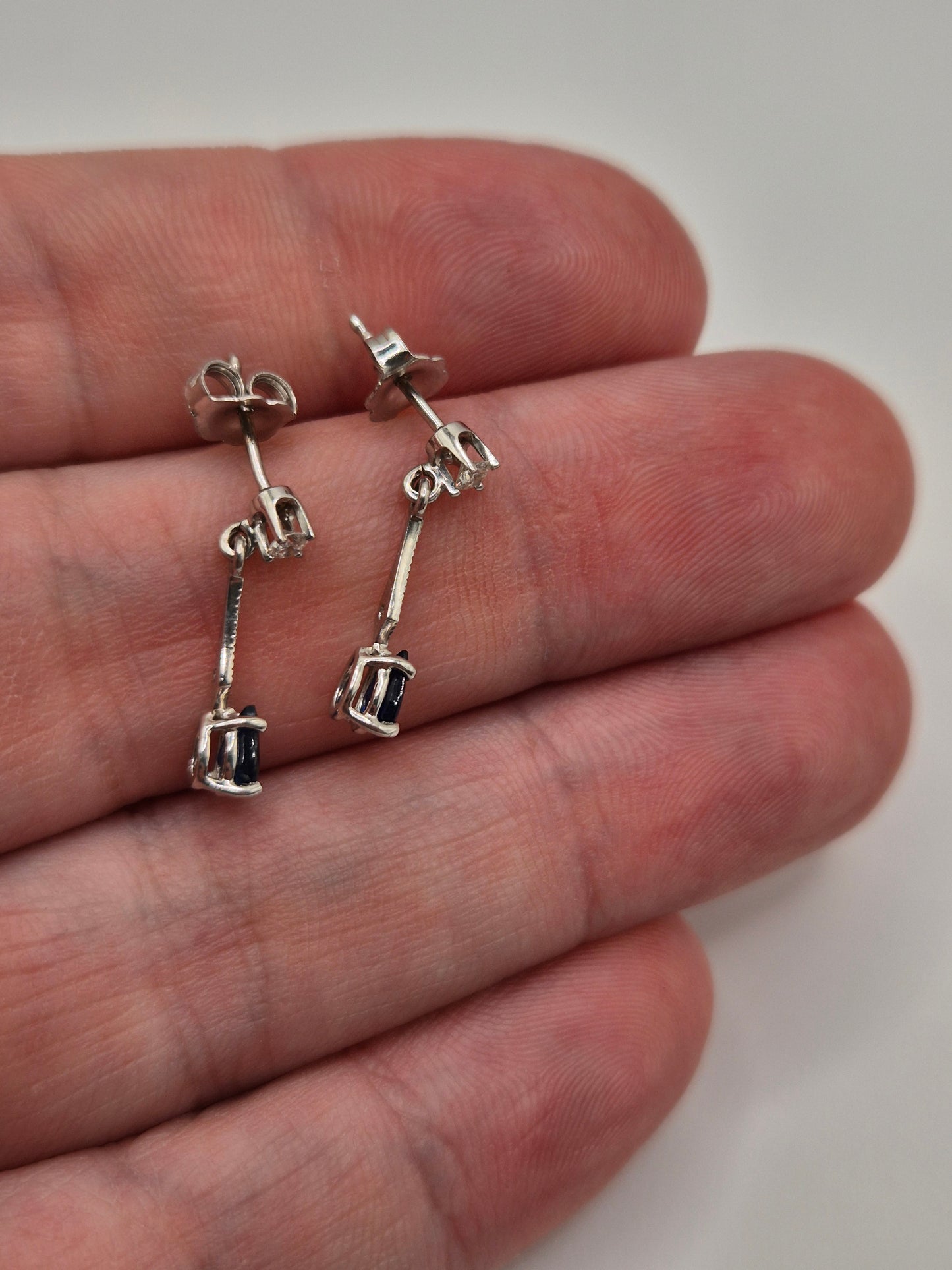 9ct white gold sapphire and diamond earrings