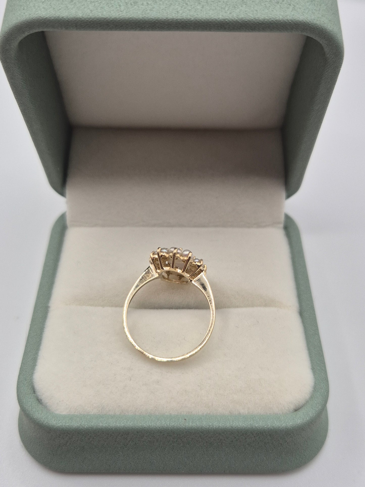 9ct gold limoge and pearl ring
