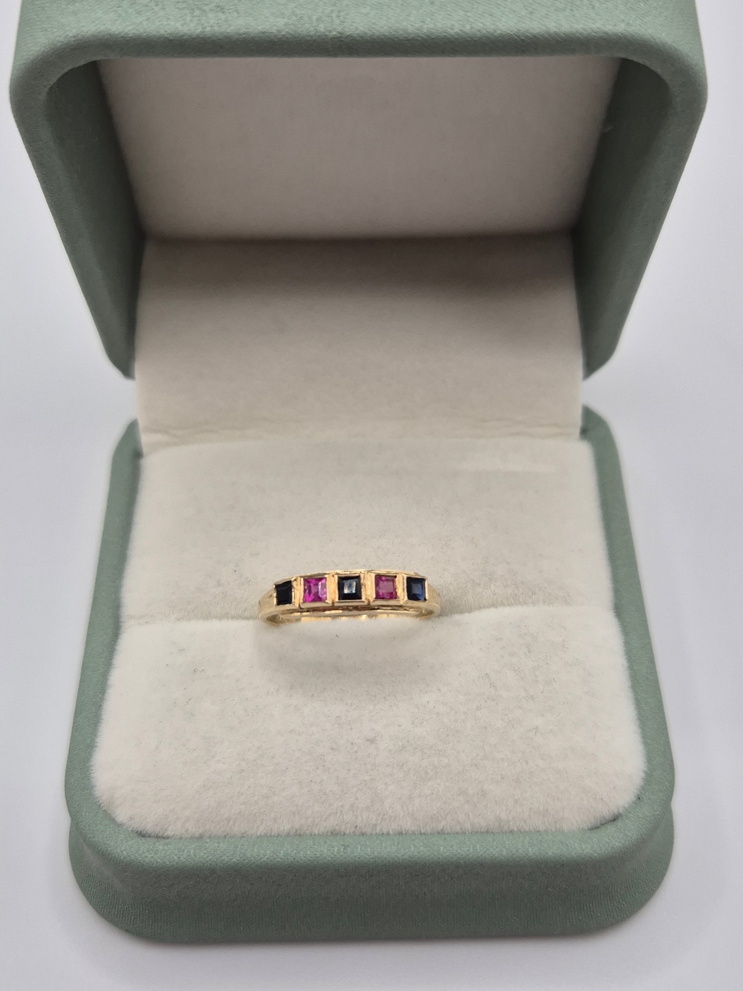 9ct gold ruby and sapphire ring