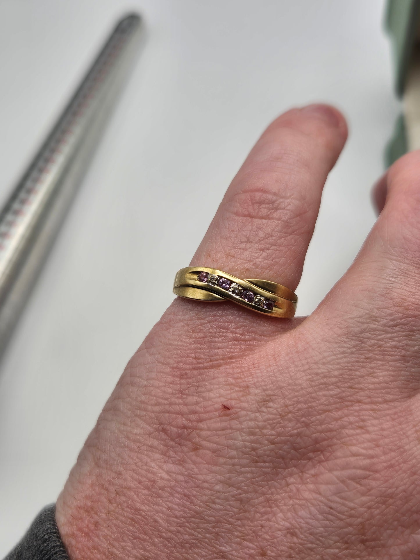 9ct gold pink topaz and diamond ring
