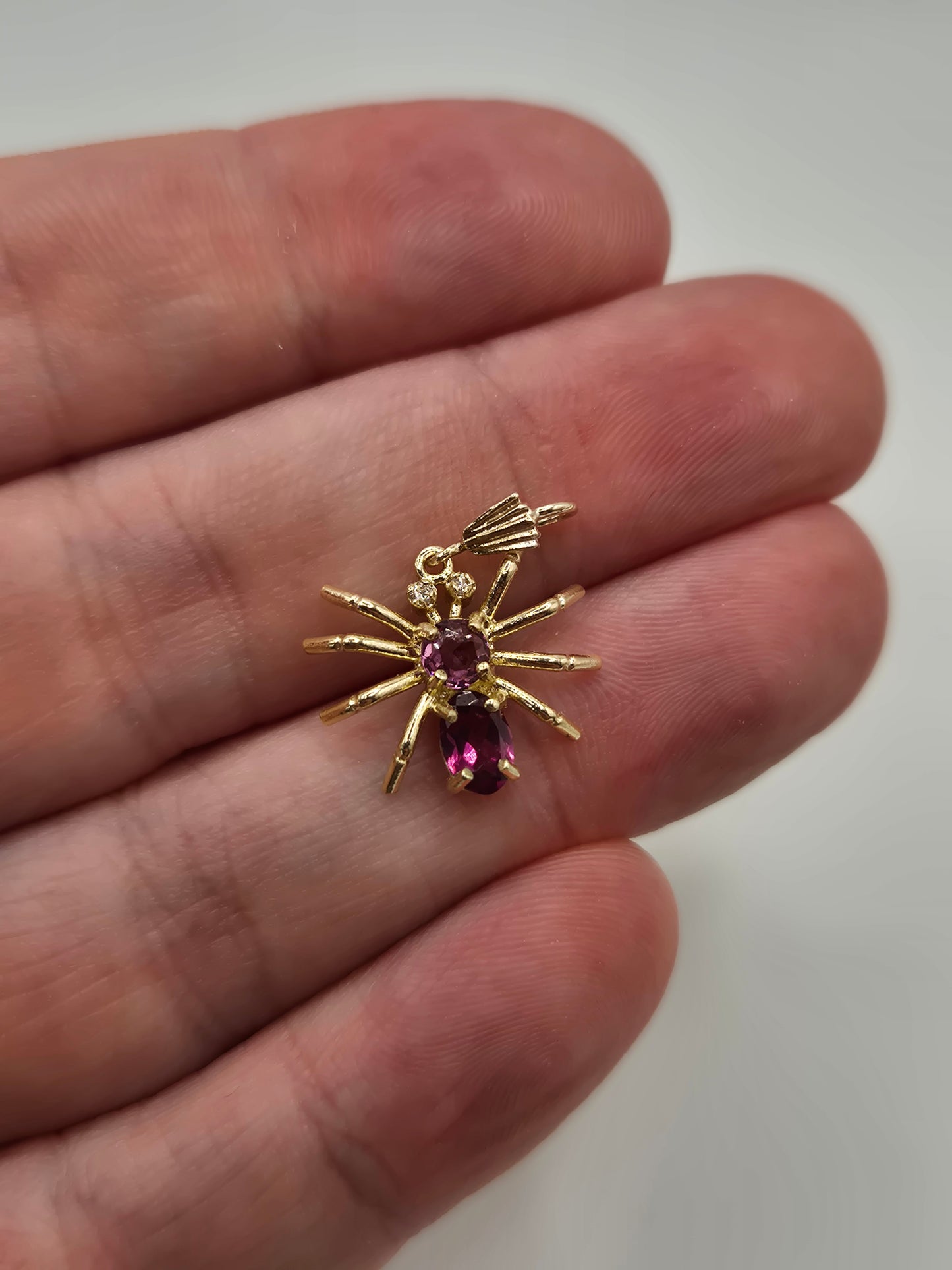 9ct gold tourmaline and diamond spider pendant