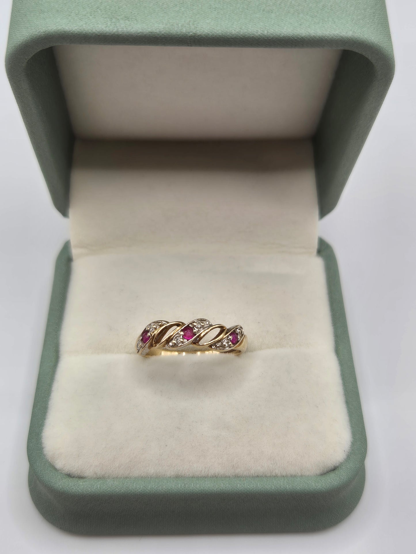 9ct gold ruby and diamond ring