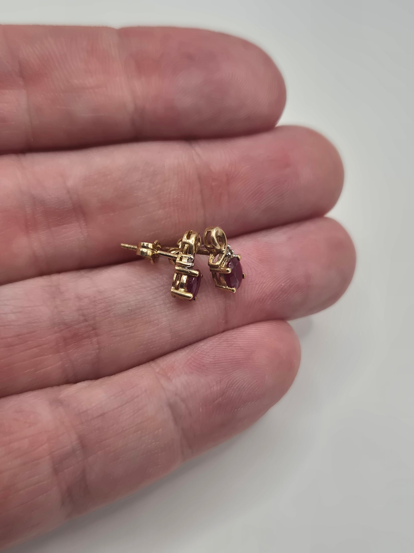 9ct gold ruby and diamond earrings