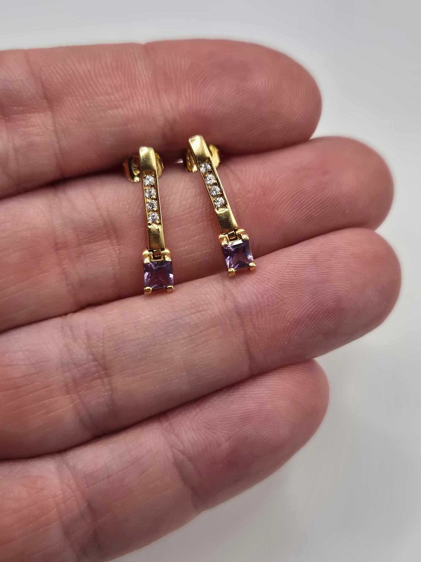 9ct gold amethyst and diamond earrings