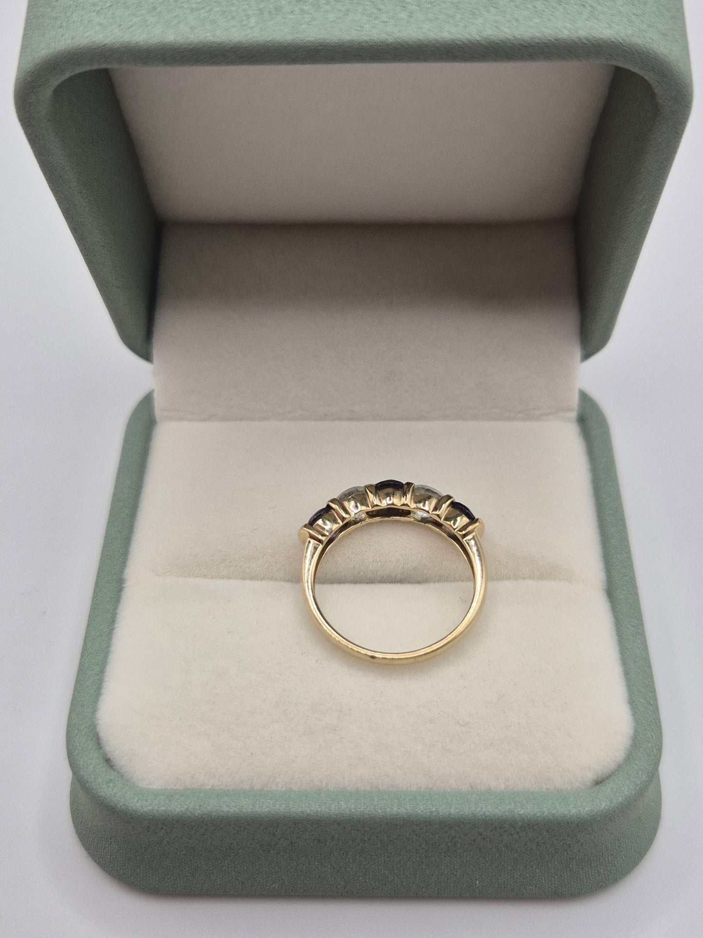 9ct gold iolite and aquamarine ring
