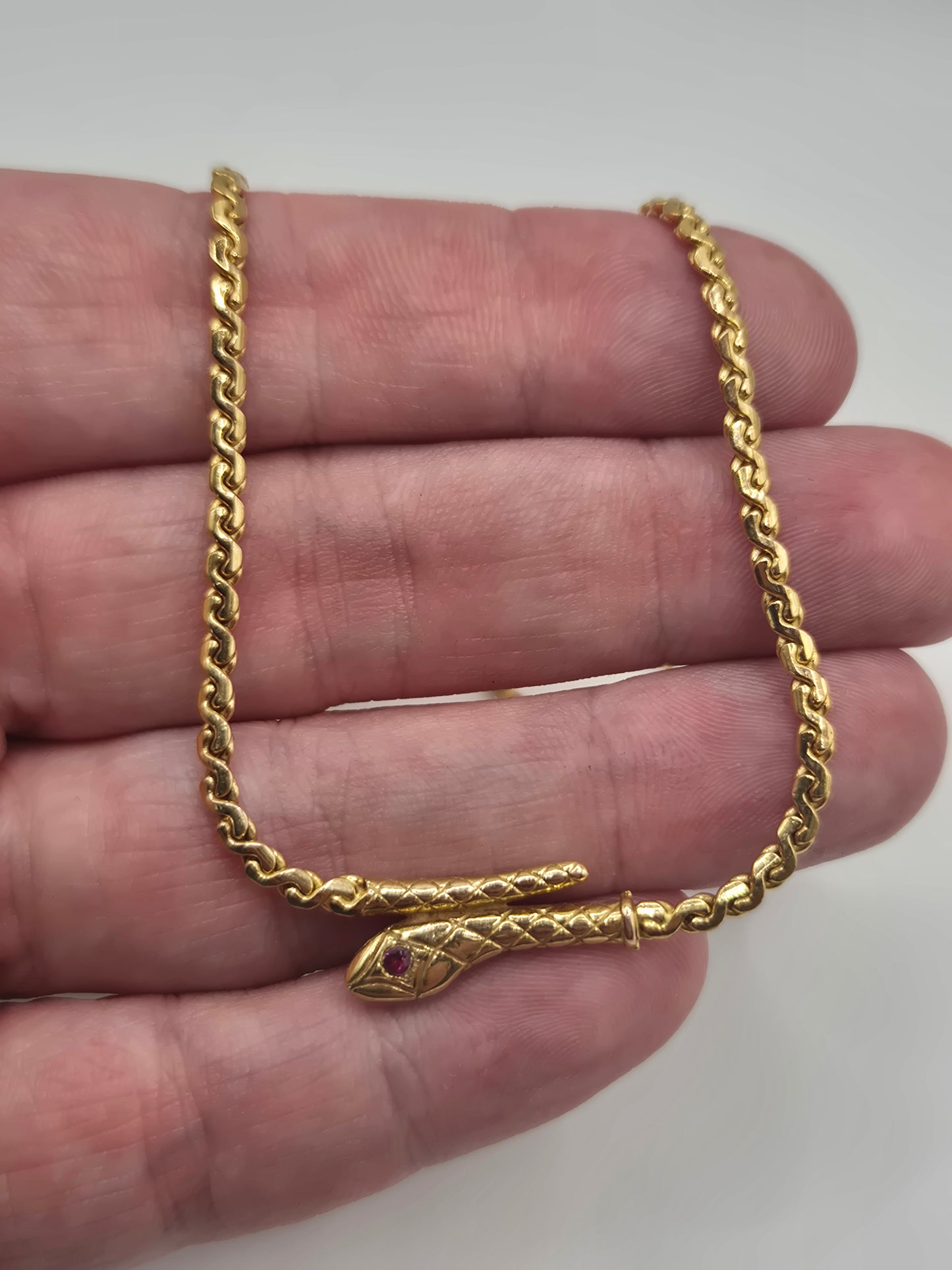 9ct gold ruby snake necklace