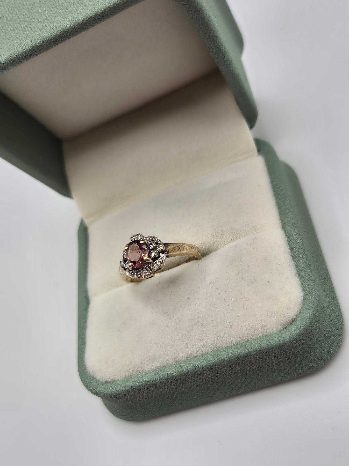 9ct gold tourmaline and diamond ring