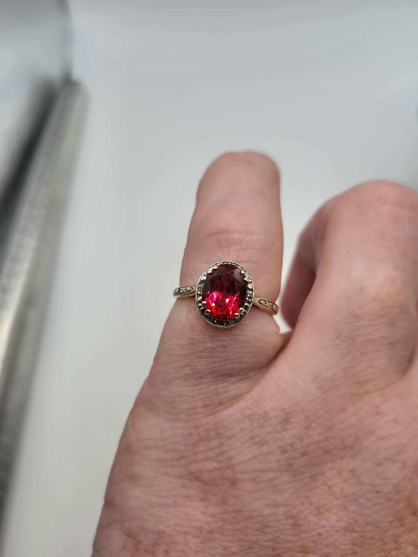 9ct gold tourmaline and diamond ring