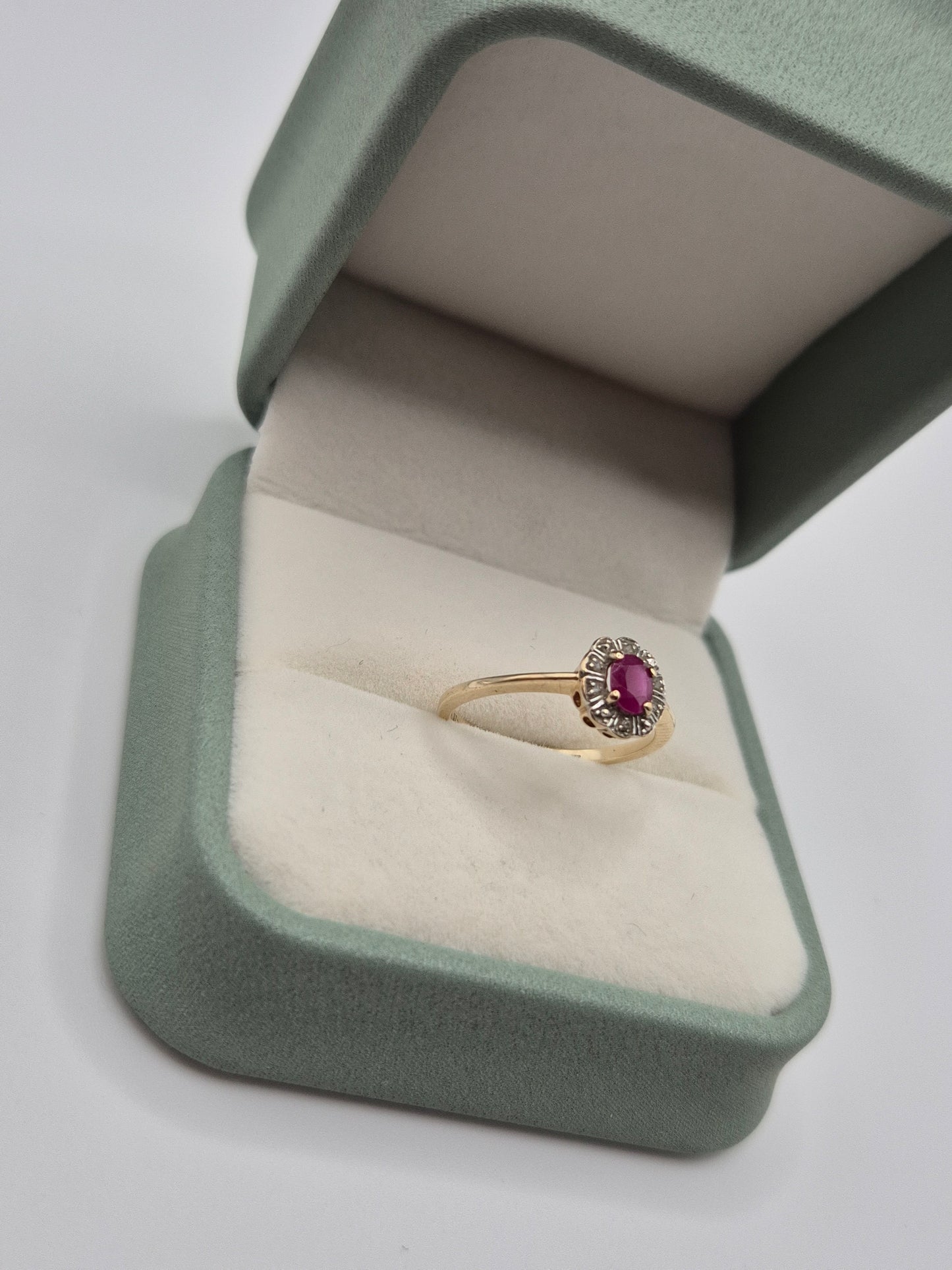 9ct gold ruby and diamond ring
