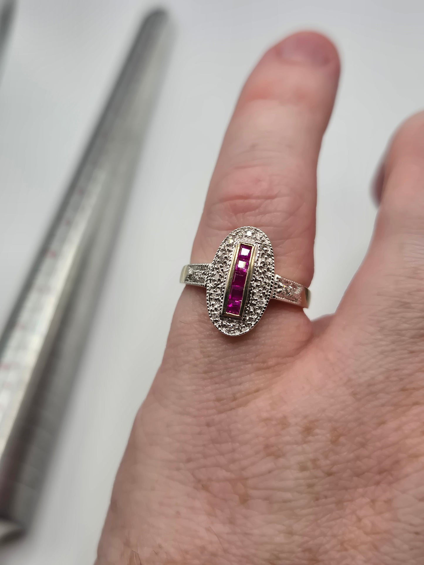 9ct gold ruby and diamond ring