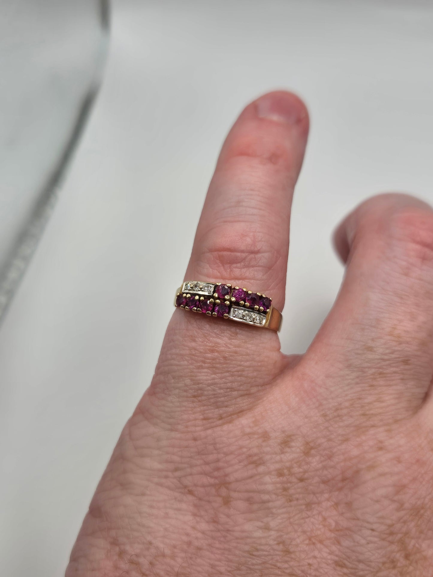 9ct gold ruby and diamond ring