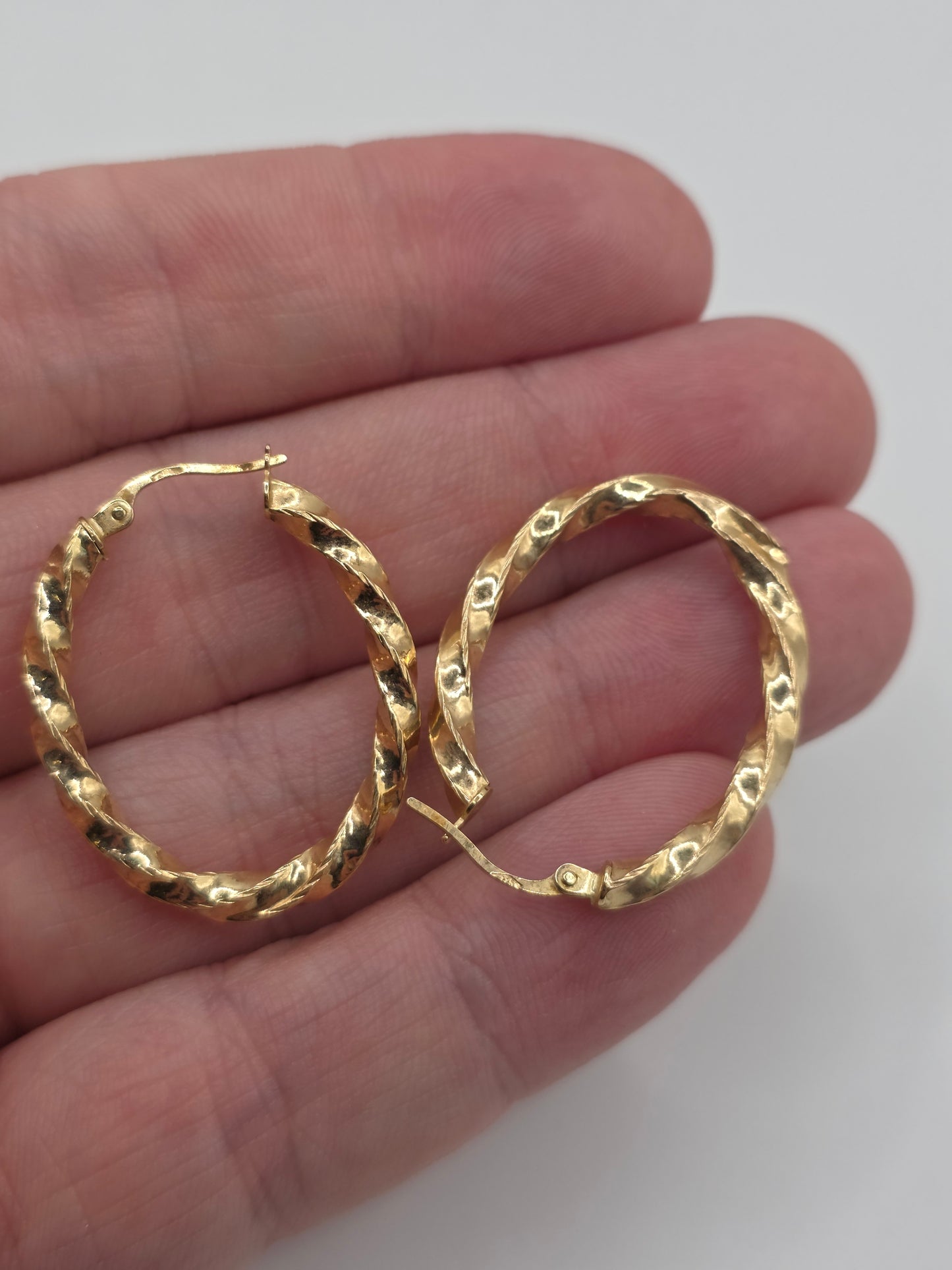 9ct gold twisted creole earrings