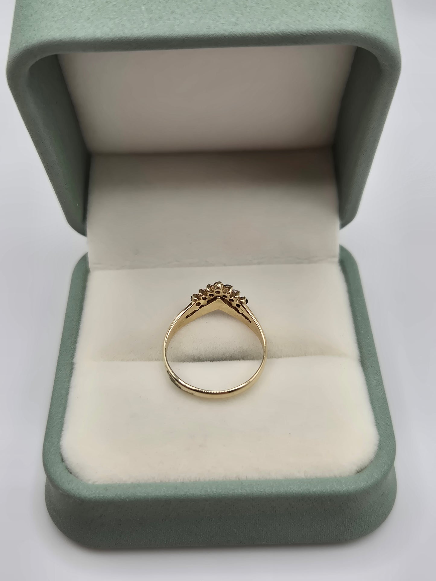 9ct gold sapphire and cz double wishbone ring