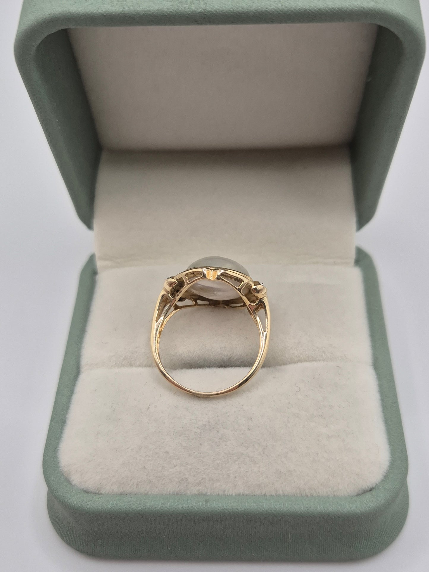 14ct gold pearl and diamond ring