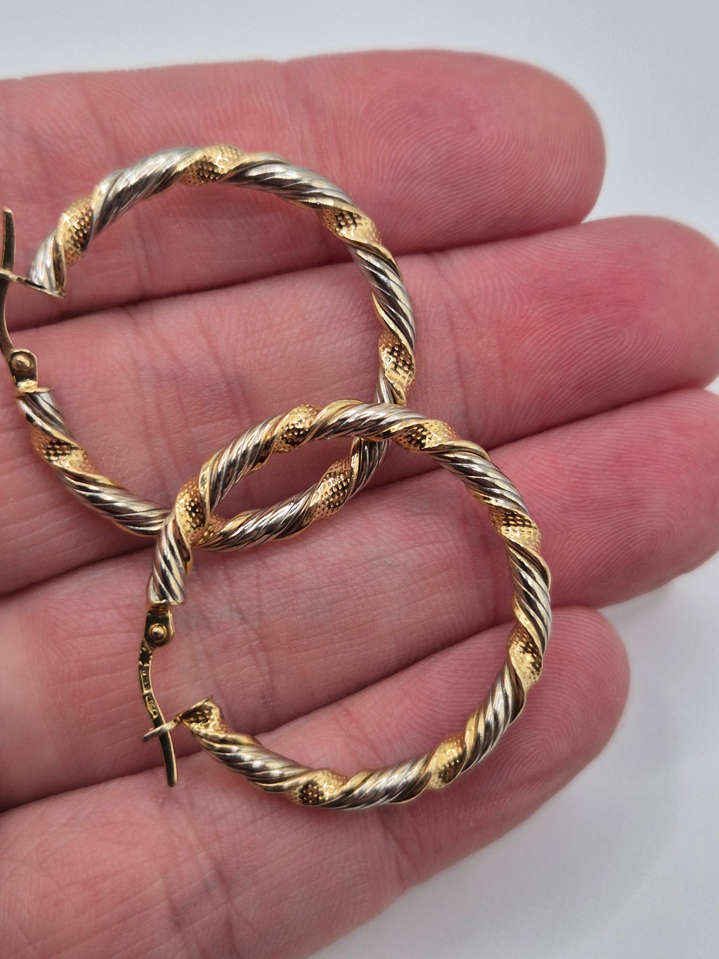 18ct two tone gold creole earrings