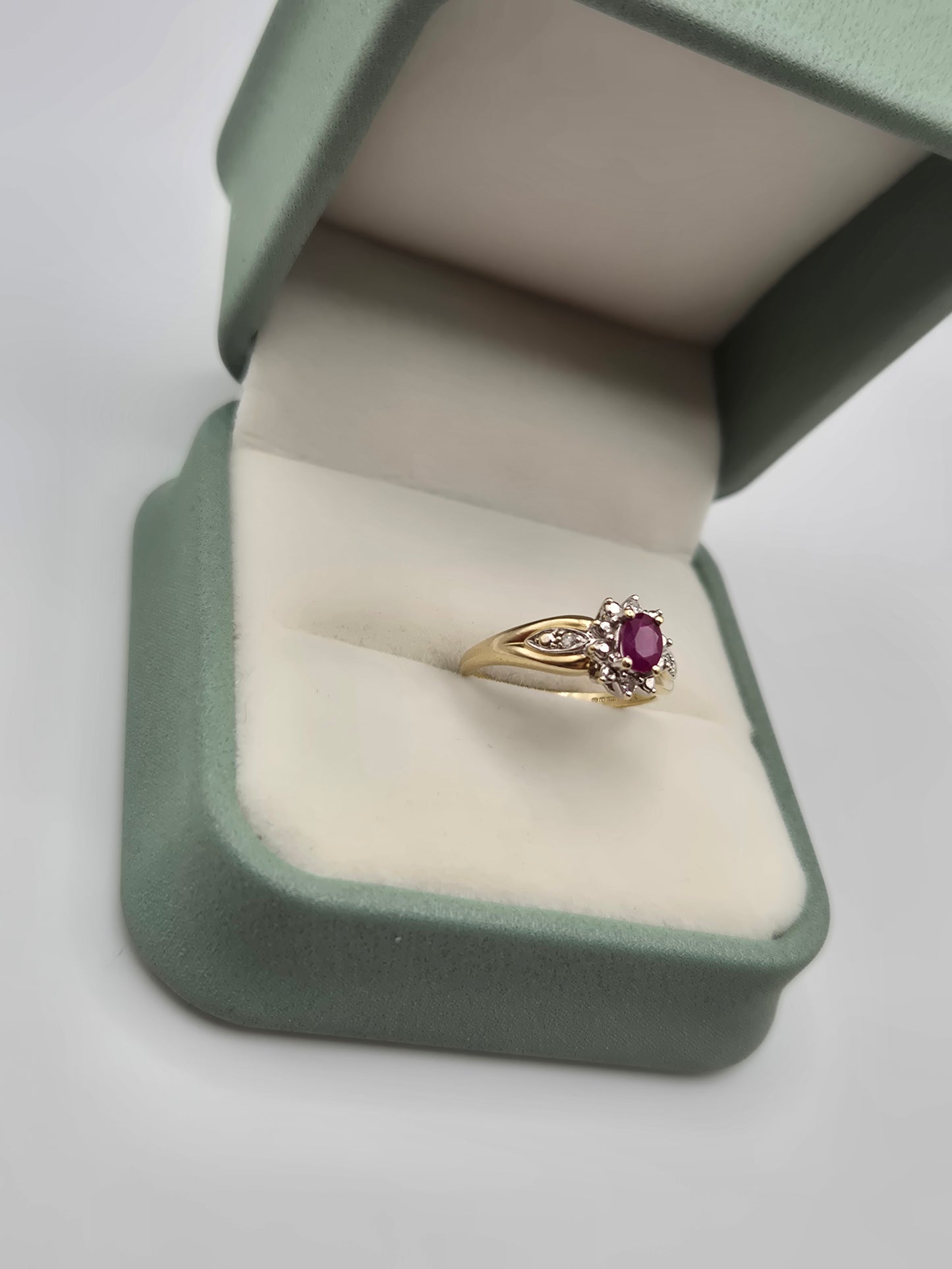9ct gold ruby and diamond ring