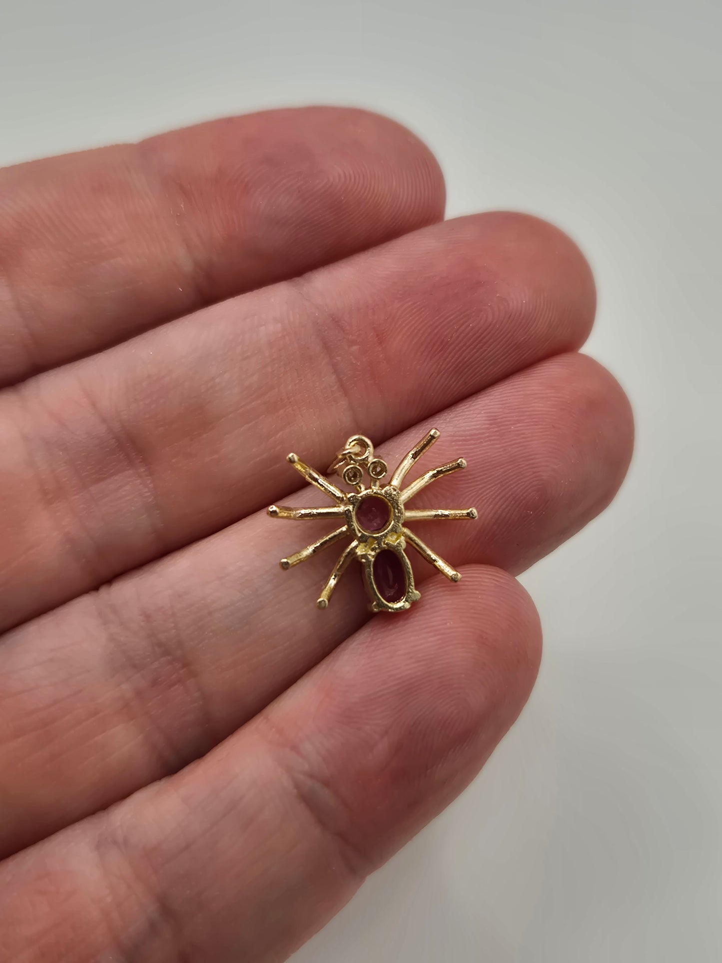 9ct gold tourmaline and diamond spider pendant