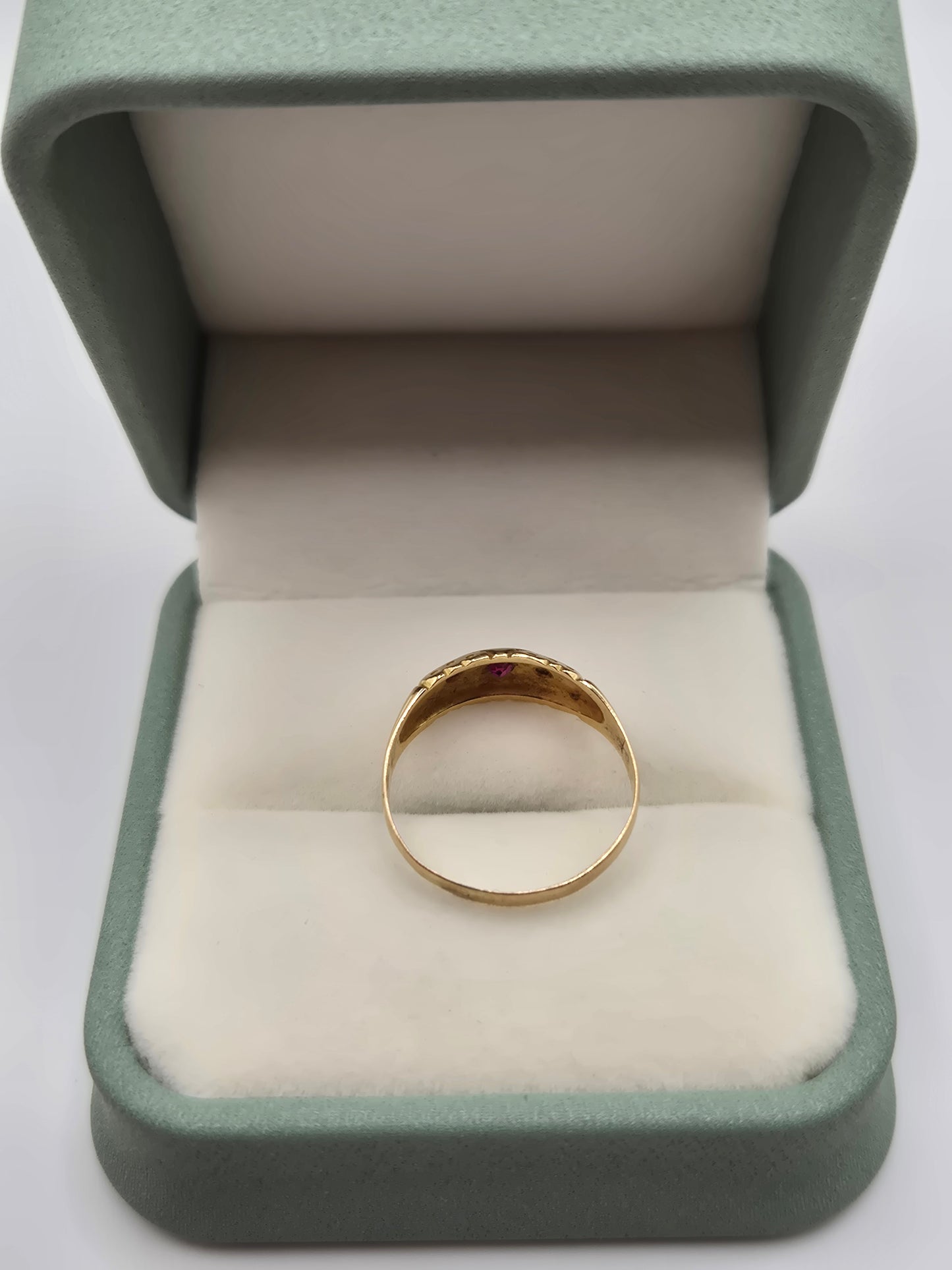 Edwardian 18ct gold ruby and diamond gypsy ring