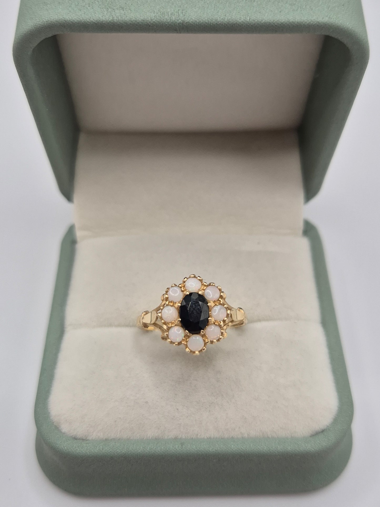 14ct gold sapphire and opal ring