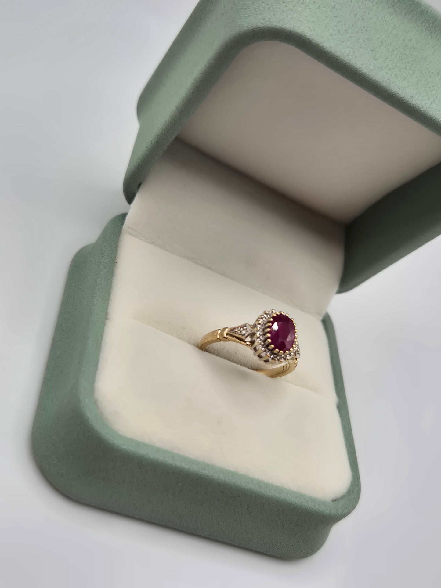 9ct gold ruby and diamond ring
