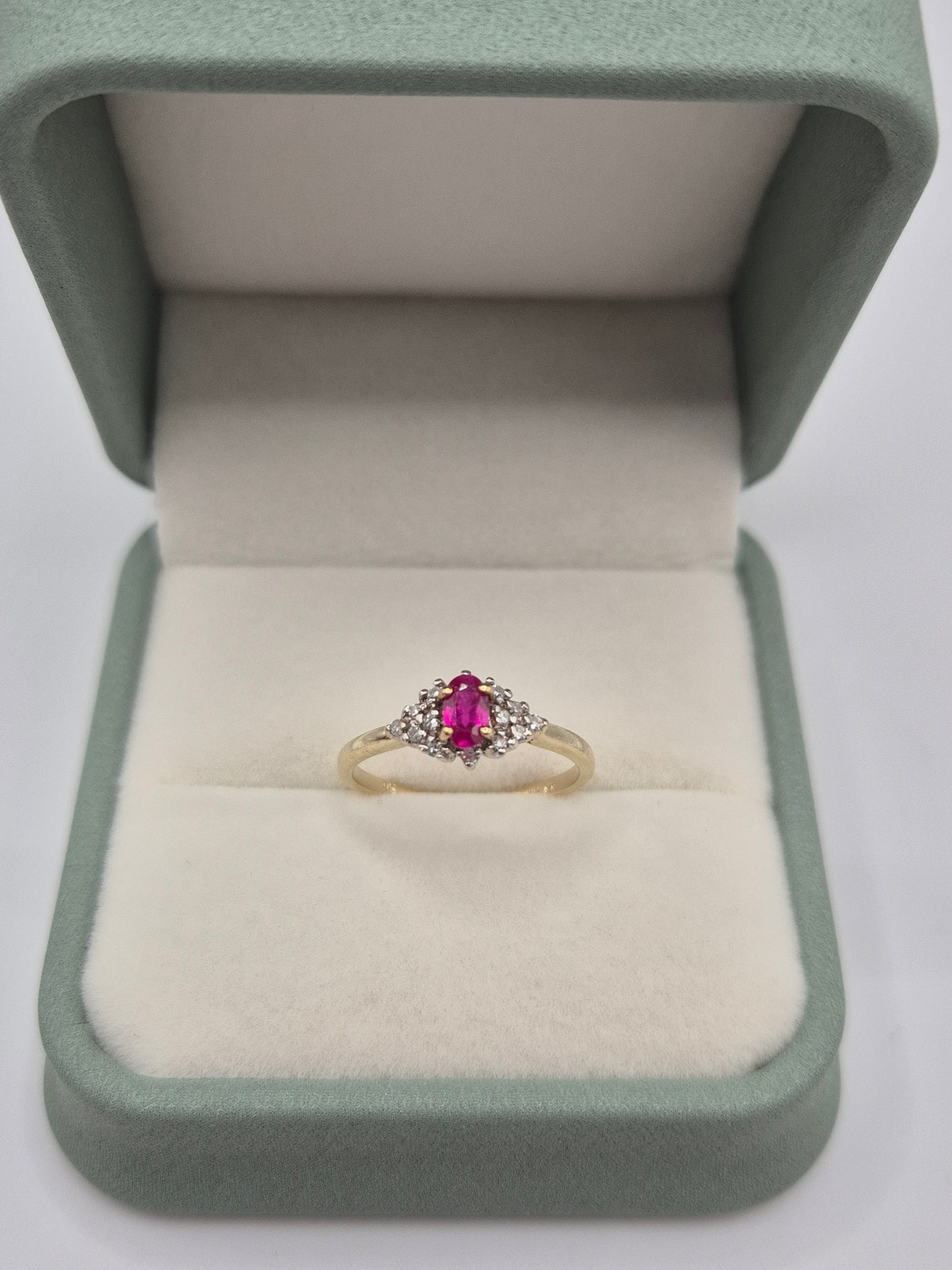 9ct gold ruby and diamond ring