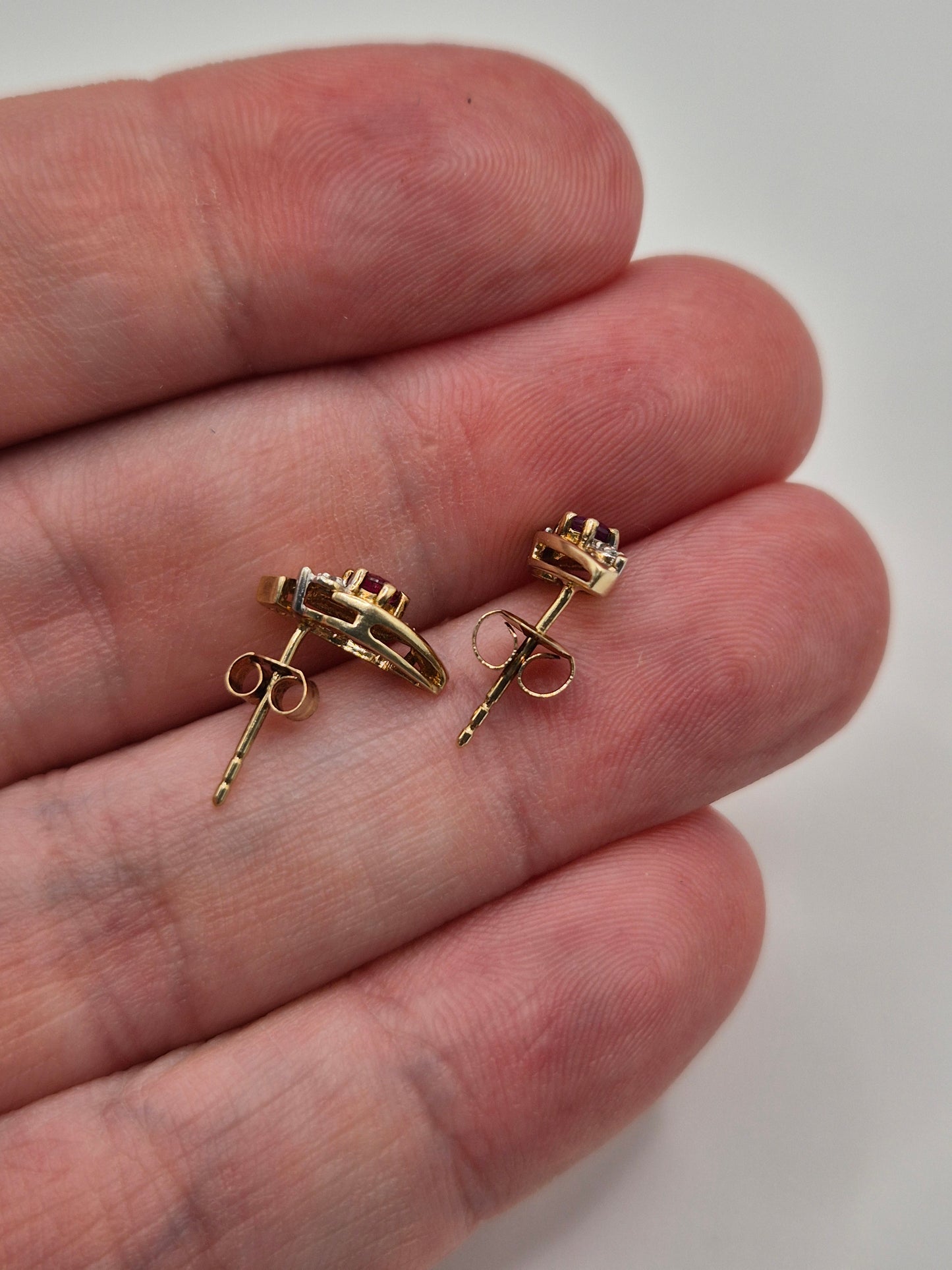 9ct gold ruby and diamond earrings